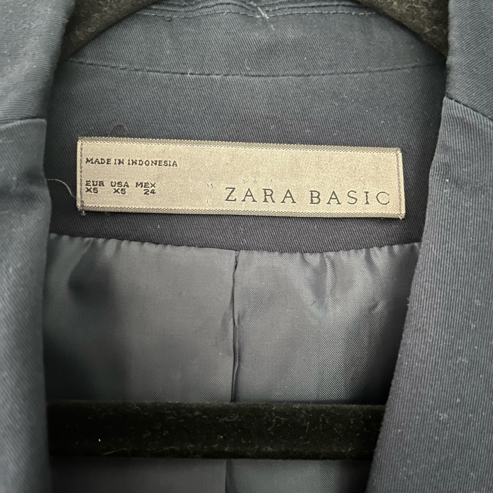 Zara Basic Navy Blue Suit Jacket Xs - image 3